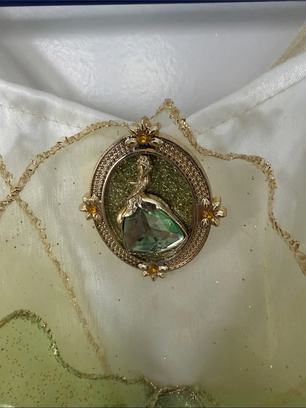 Disney Green and Cream princess Tiana Inspired Girls Costume Dress - Picture 2 of 5
